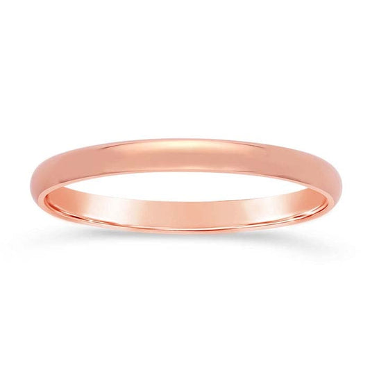 Alianza de boda ligera de media caña de 2 mm en oro rosa de 14 quilates de Nordt