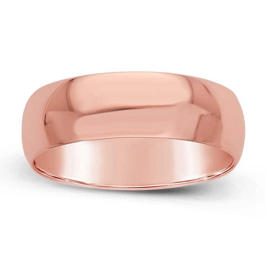 Alianza de boda ligera de media caña de 6 mm en oro rosa de 14 quilates de Nordt