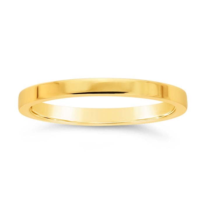 Nordt 14K Yellow Gold 8mm Flat Comfort Fit Lightweight Wedding Band
