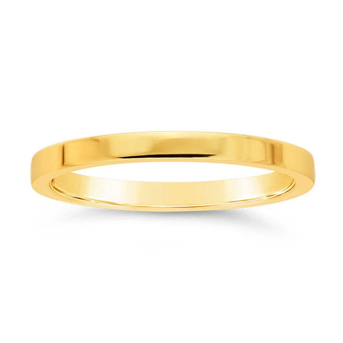Nordt 14K Yellow Gold 8mm Flat Comfort Fit Lightweight Wedding Band