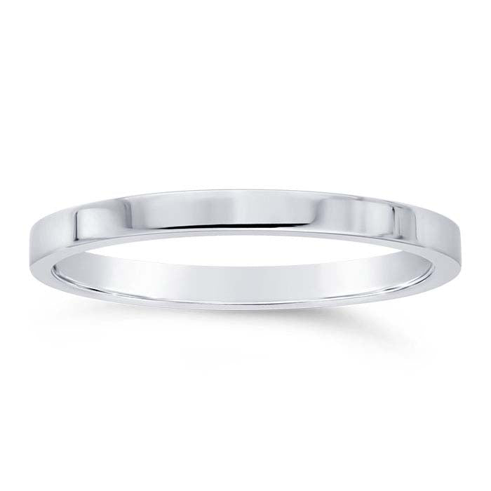 Nordt 14K White Gold Flat Comfort Fit Lightweight Wedding Band