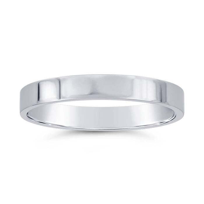 Nordt 14K White Gold Flat Comfort Fit Lightweight Wedding Band