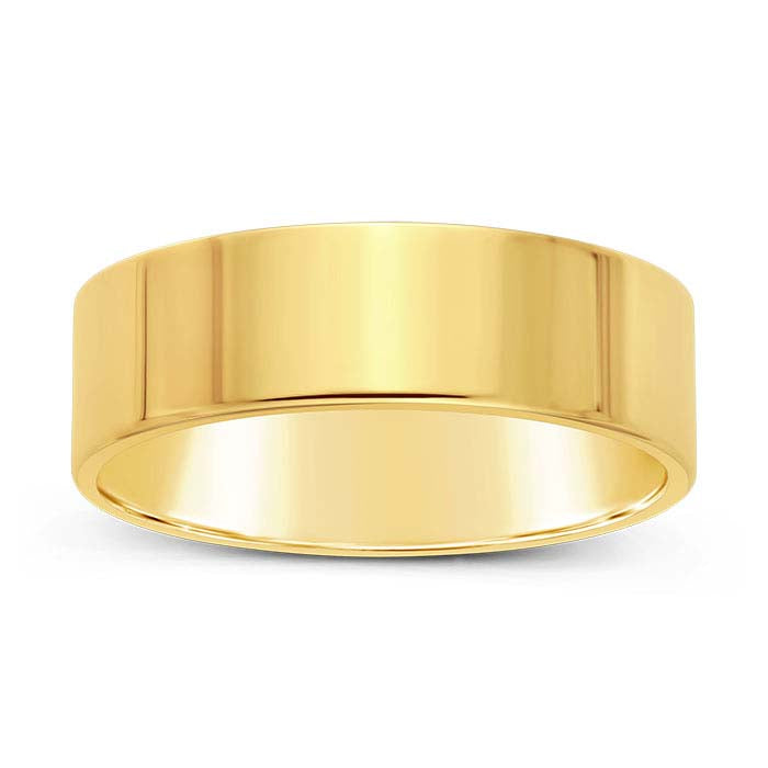 Nordt 14K Yellow Gold 8mm Flat Comfort Fit Lightweight Wedding Band