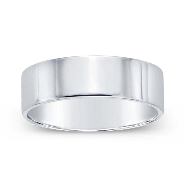 Nordt 14K White Gold Flat Comfort Fit Lightweight Wedding Band