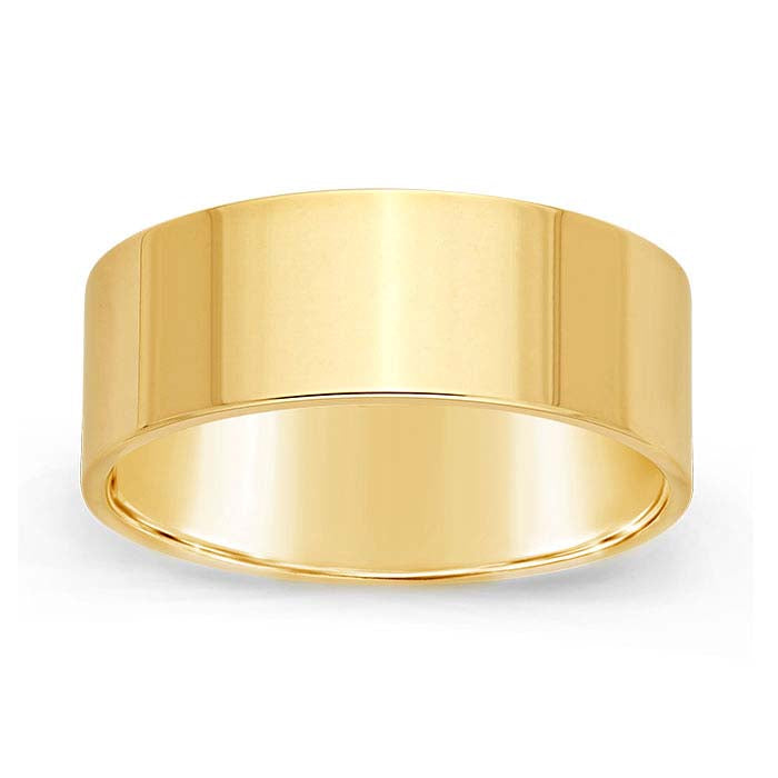 Nordt 14K Yellow Gold 8mm Flat Comfort Fit Lightweight Wedding Band