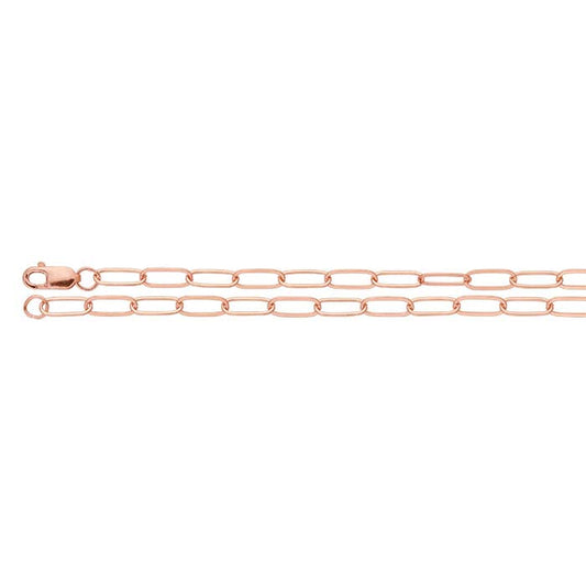 14K Rose Gold 3mm Flat Oval Cable Chain