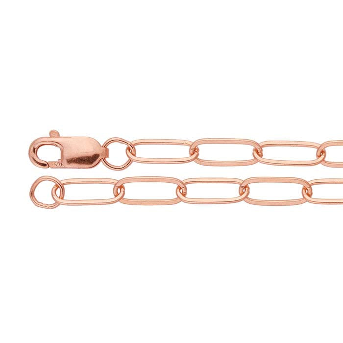 14K Rose Gold 3mm Flat Oval Cable Chain