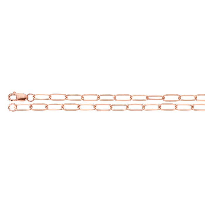 14K Rose Gold 3mm Flat Oval Cable Chain