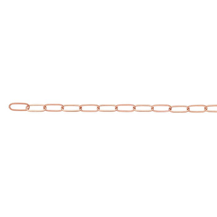 14K Rose Gold 3mm Flat Oval Cable Chain