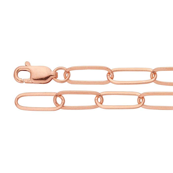 14K Rose Gold 3mm Flat Oval Cable Chain