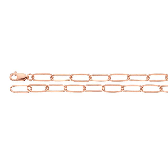 14K Rose Gold 3mm Flat Oval Cable Chain