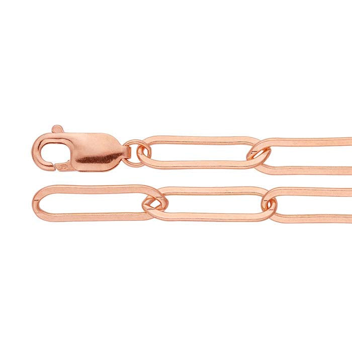 14K Rose Gold 3mm Flat Oval Cable Chain
