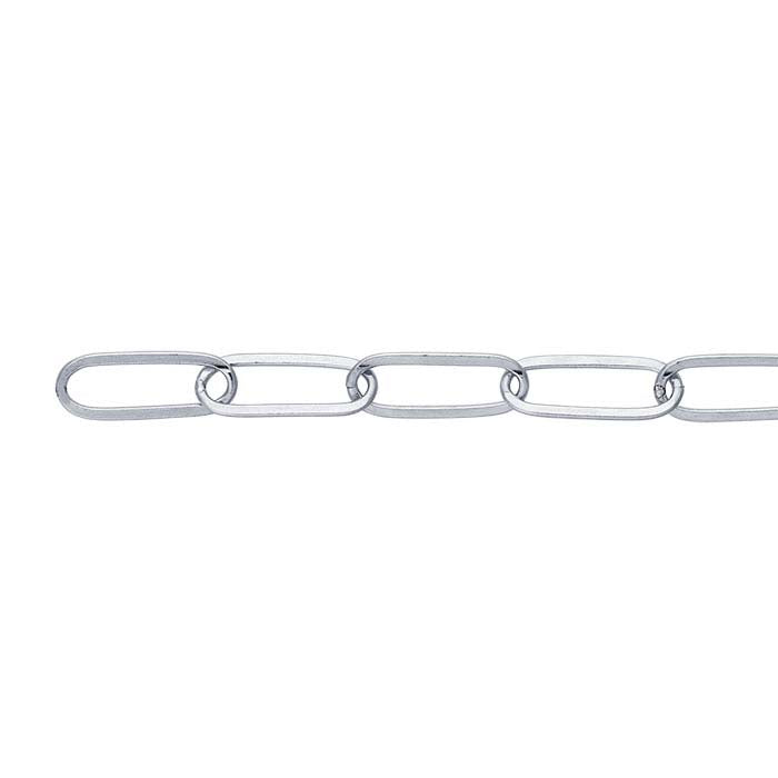 14 Karat Weißgold, 4,4 mm, flach gezogene ovale Ankerkette, Zollweise
