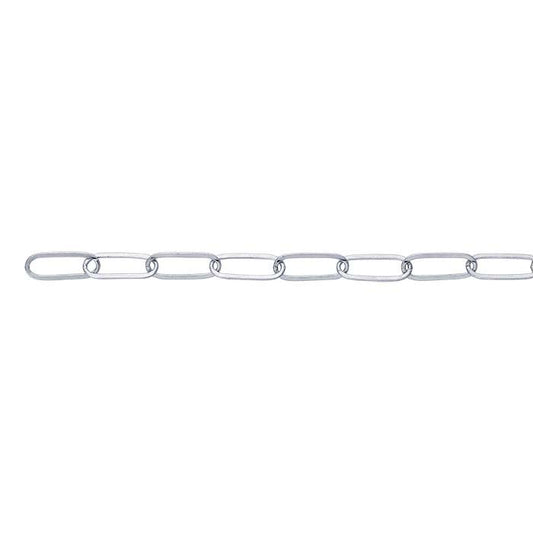 14 Karat Weißgold, 4,4 mm, flach gezogene ovale Ankerkette, Zollweise
