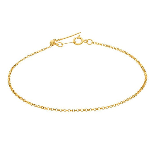 14/20 Yellow Gold-Filled 1.1mm Add-A-Bead Rolo Chain Bracelet, Adjustable