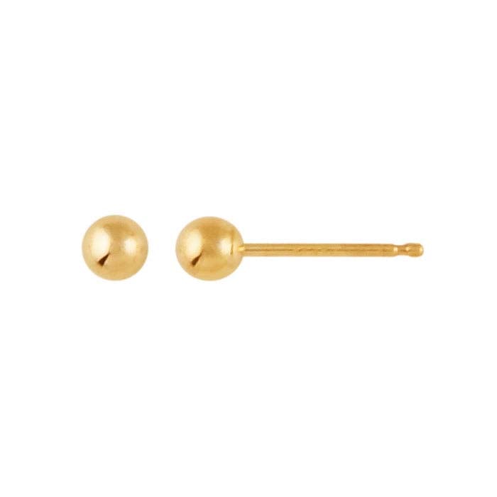 14K Yellow Gold Hollow Ball Post Earring