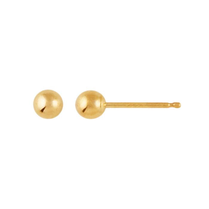 14K Yellow Gold Hollow Ball Post Earring