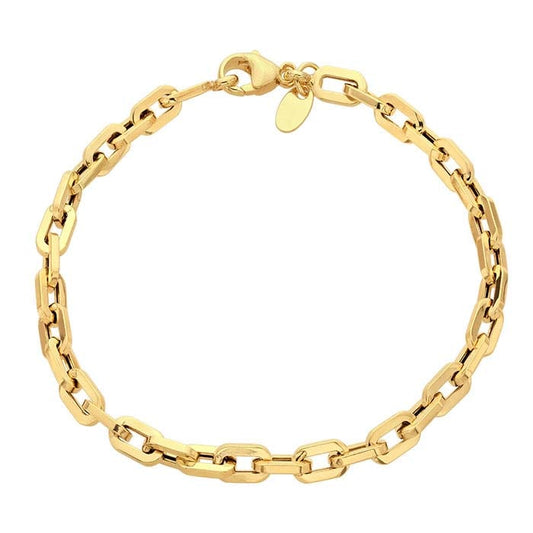 14K Yellow Gold 4.3mm Hollow Oval Cable Chain Bracelet