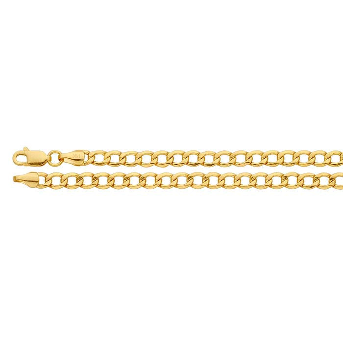 14K Yellow Gold 4.4mm Hollow Curb Chain