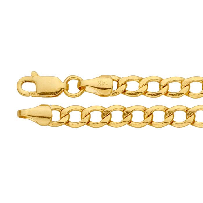 14K Yellow Gold 4.4mm Hollow Curb Chain