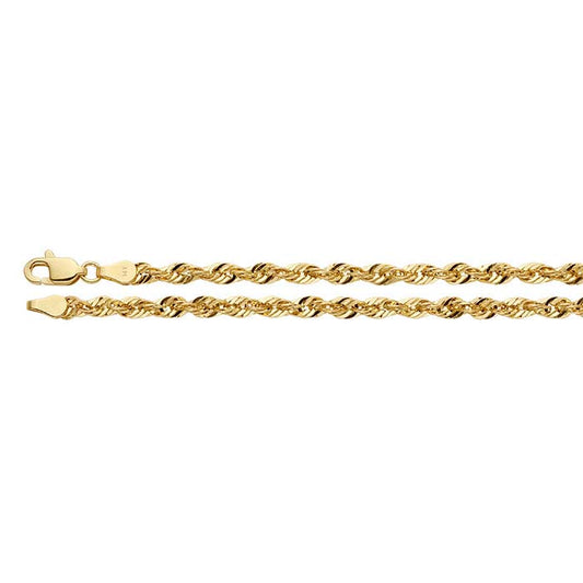14K Yellow Gold Diamond-Cut Hollow French Rope Chain