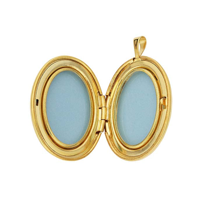 14/20 Yellow Gold-Filled Oval Cross Locket Pendant