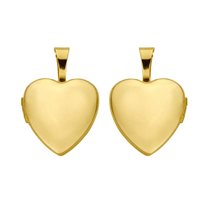 14K Yellow Gold Heart Locket Pendant
