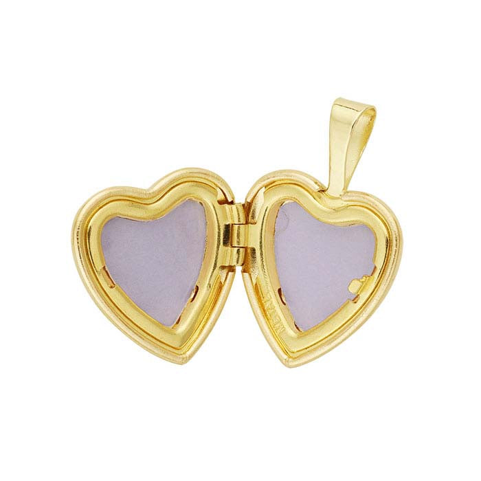 14K Yellow Gold Diamond-Set Heart Locket Pendant