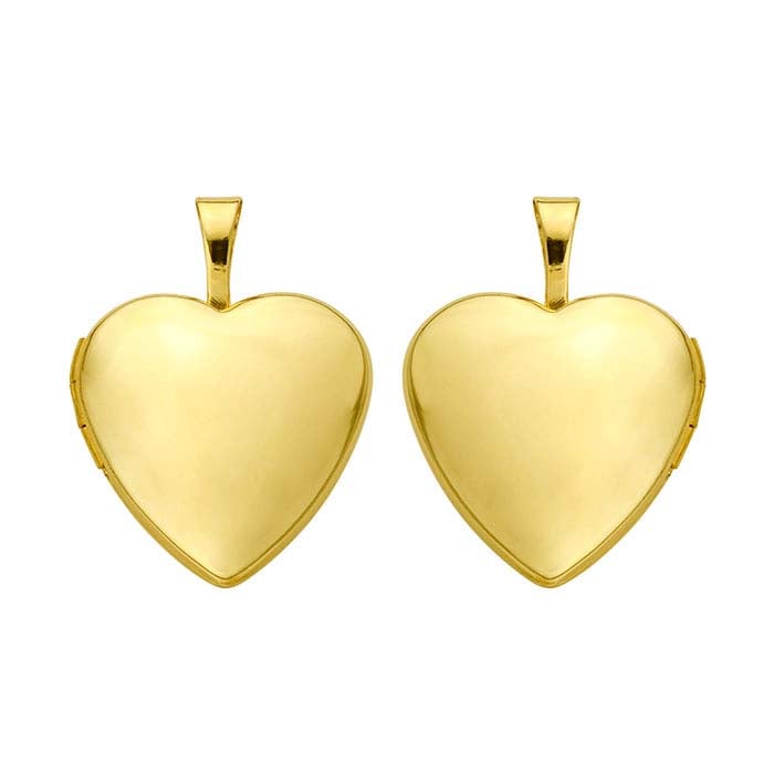 14K Yellow Gold Heart Locket Pendant
