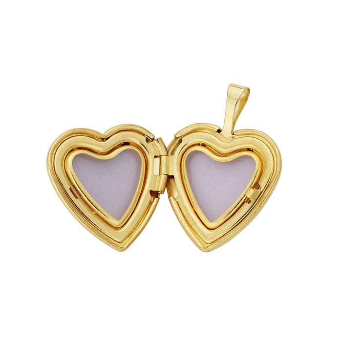 14K Yellow Gold Heart Locket Pendant