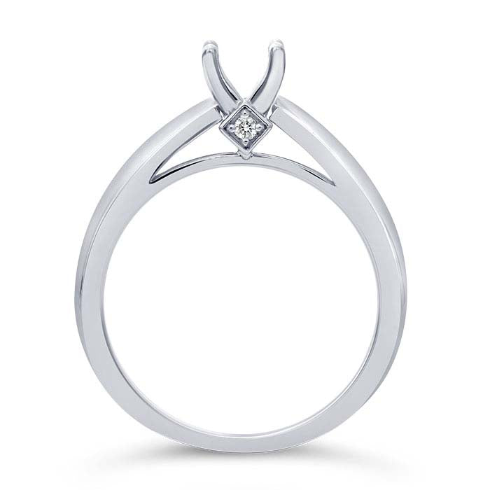 14K White Gold Round Semi-Mount Engagement Ring Mounting
