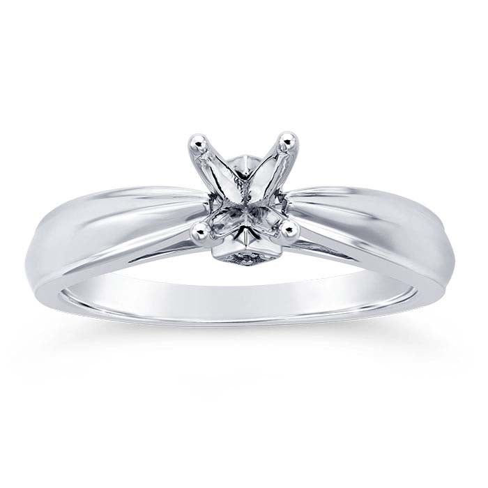 14K White Gold Round Semi-Mount Engagement Ring Mounting