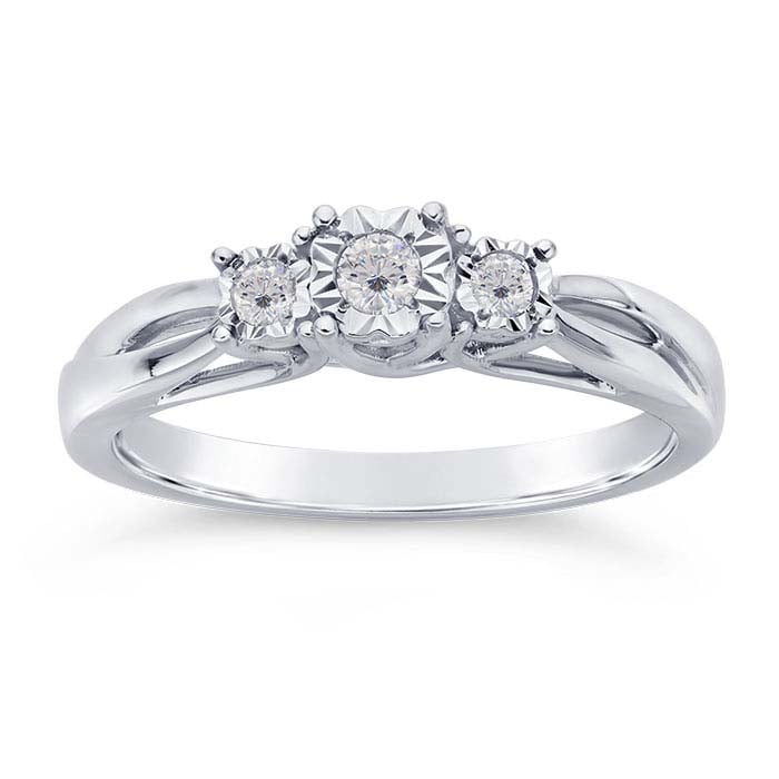 14K White Gold Diamond-Set Ring