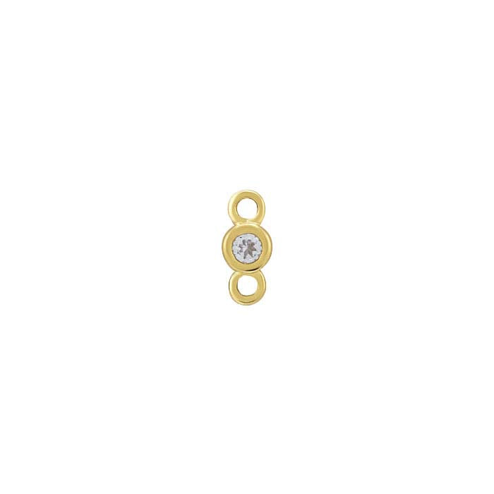 14K Gult Guld 1,5 mm Aquamarin-Satt Länkkomponent