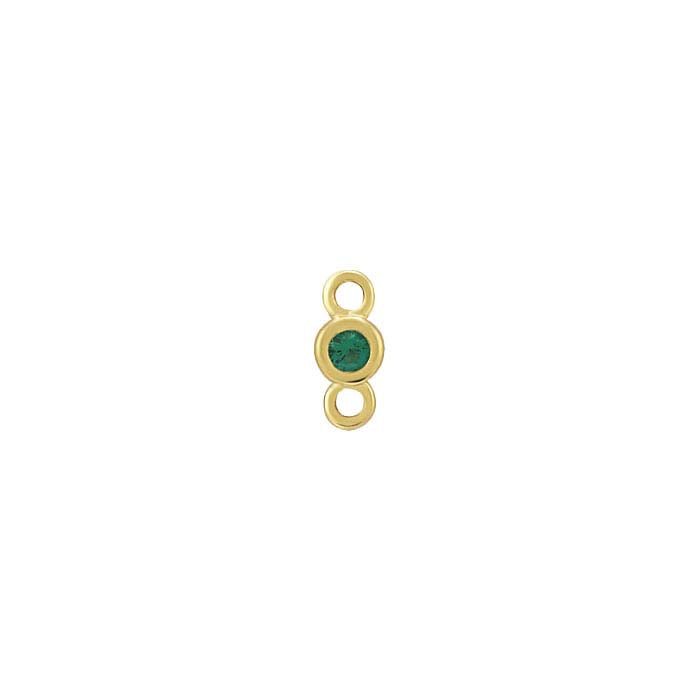 Componente a maglia con smeraldo coltivato in laboratorio da 1,5 mm in oro giallo 14K