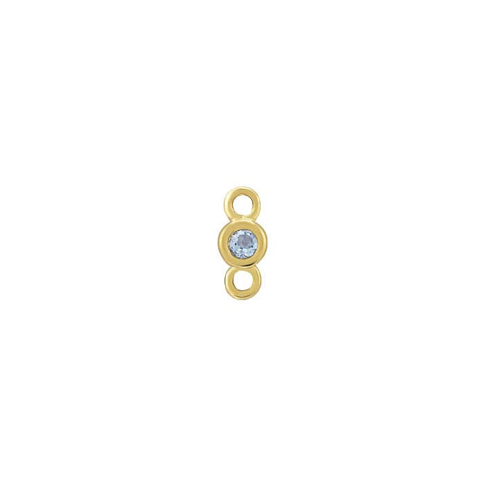 14K Yellow Gold 1.5mm Blue Topaz-Set Link Component