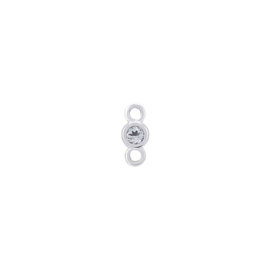 Komponent łącznika z białego złota 14K, 1,5 mm, z akwamarynem