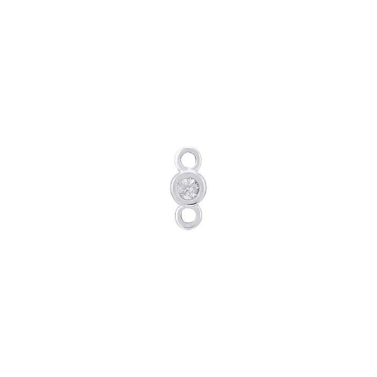 Komponent łącznikowy z białego złota 14K, 1,5 mm, z laboratoryjnie hodowanym białym szafirem