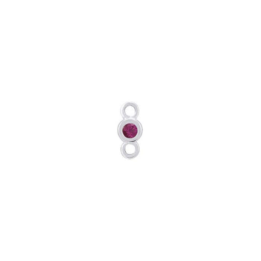 Komponent łącznikowy z białego złota 14K, 1,5 mm, z syntetycznym rubinem