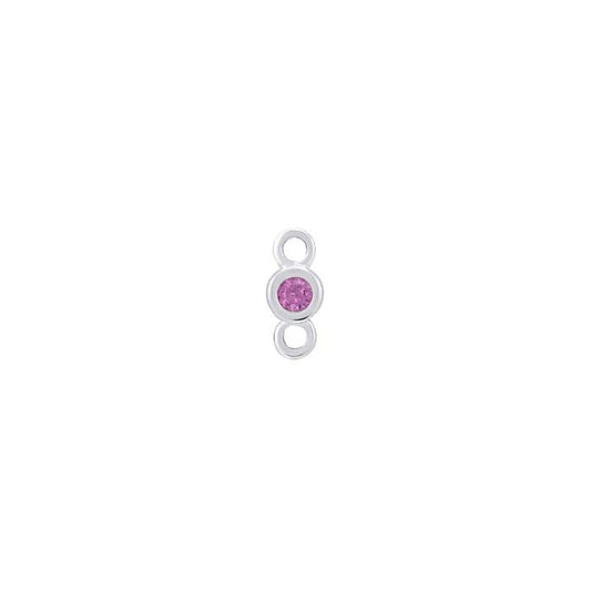 Komponent łącznika z białego złota 14K, 1,5 mm, z różowym szafirem hodowlanym