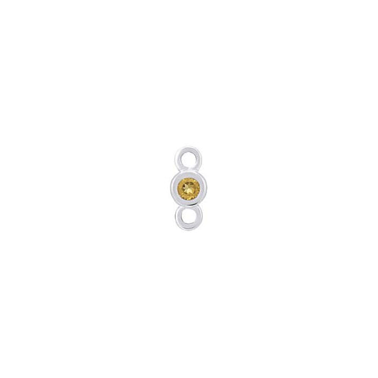 14K Vitt Guld 1,5 mm Citrin-Satt Länkkomponent