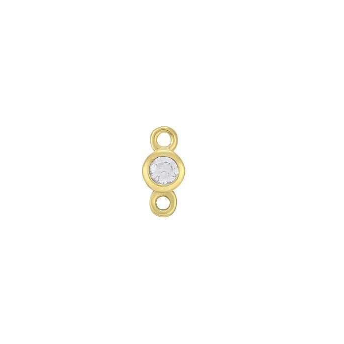 Componente a maglia con zaffiro bianco coltivato in laboratorio da 2 mm in oro giallo 14K