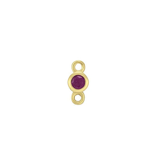 14K Yellow Gold 2mm Lab-Grown Ruby-Set Link Component