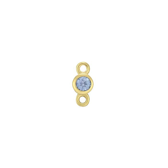 14K Yellow Gold 2mm Blue Topaz-Set Link Component