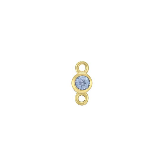 14K Yellow Gold 2mm Blue Topaz-Set Link Component