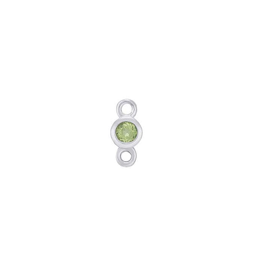 14K Vitt Guld 2mm Peridot-Satt Länkkomponent