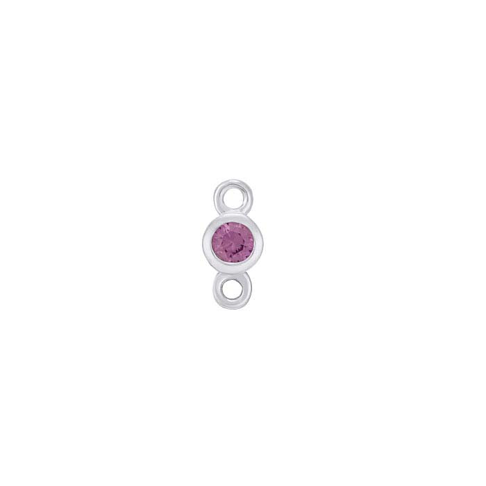 Componente a maglia con zaffiro rosa coltivato in laboratorio da 2mm in oro bianco 14K