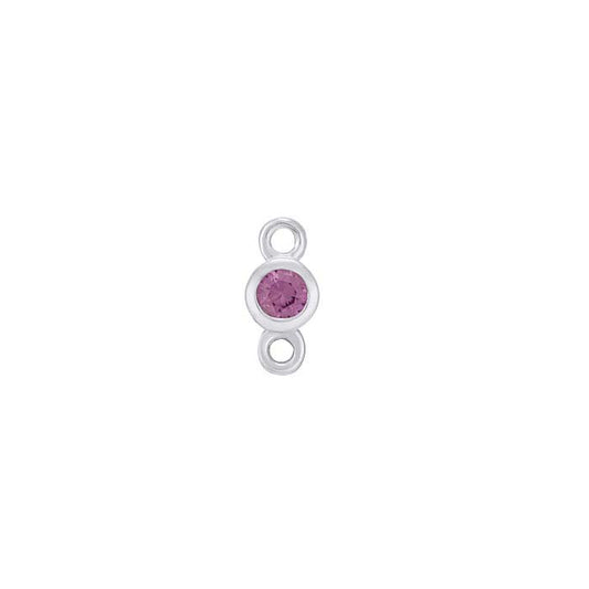 14K Vitt Guld 2mm Labbodlad Rosa Safir-Satt Länkkomponent
