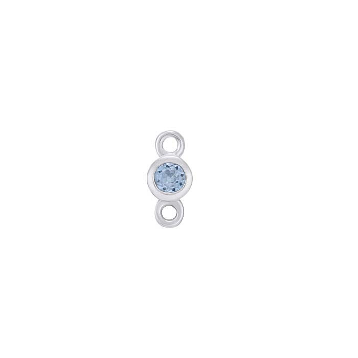 14K White Gold 2mm Blue Topaz-Set Link Component