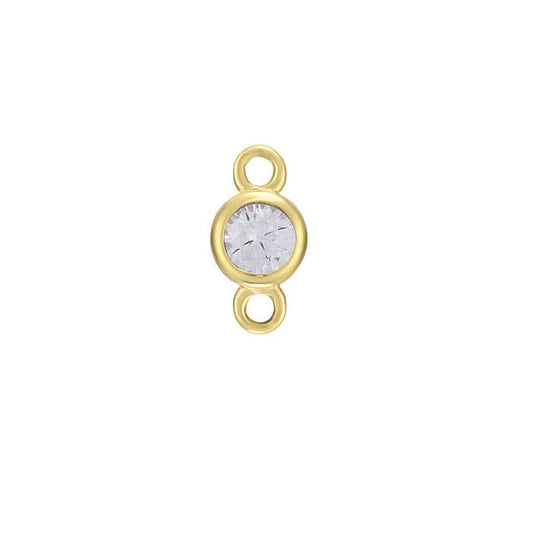 14K Yellow Gold 2.5mm Lab-Grown White Sapphire-Set Link Component